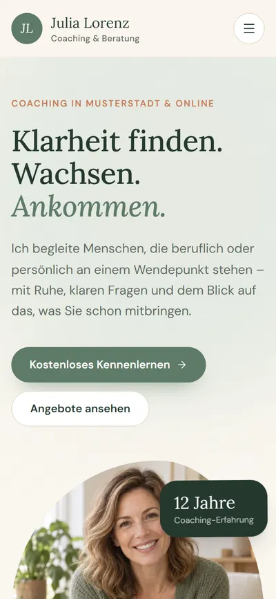 Website Julia Lorenz Coaching auf dem Smartphone